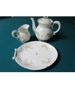 CARLSBAD AUSTRIA ANTIQUE TEAPOT TRAY AND CREAMER 3 PCS 1800s original - $238.29 CAD