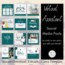 50 Virtual Assistant Social Media Posts, 50 Social Media Posts in green - £5.50 GBP