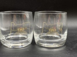 Crown Royal Oregon State Crown Pillow Gold Etched Rocks Glass LOT 2 - £19.41 GBP