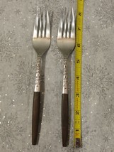 Vtg Art Deco INTERPUR INR2 Stainless Steel  Japan Flatware Wood Handles ... - $40.02