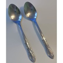 Dinner Spoon Stainless Steel Lot of 2 Replacement Flatware Silverware Pansy - £7.82 GBP