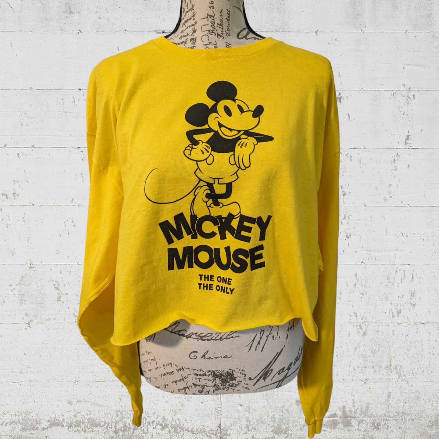 Disney Mickey Mouse Crop Tee, Long Sleeve Top Yellow NWOT, Vacation Size... - £11.29 GBP