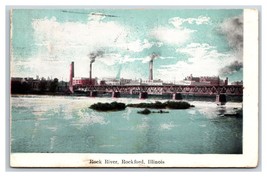 Rock River Bridge Rockford Illinois IL UNP DB Postcard Y5 - $3.91