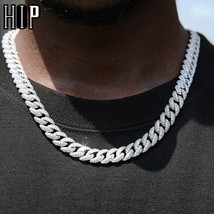 Hip Hop 10MM Gold Color CZ Cuban Prong Chain Necklaces Box Buckle Full Iced Out  - £89.32 GBP