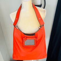 Henri Bendel Influencer Hobo Leather Bag &amp; Card Wallet, Vintage, Orange/... - $158.02