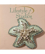 Lifestyle Studios Jewelry Mint Green Starfish Brooch Layered Design w/ C... - $21.95