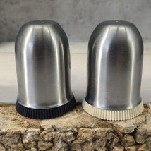 Vintage Salt &amp; Pepper Shakers Stainless Steel Mid Century Modern Made in... - $14.50