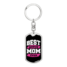 Best Bonus Mom Ever Pink White Stainless Steel or 18k Gold Premium Swivel Dog T - £30.33 GBP+