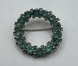 Vintage Warner Wreath Smokey Quartz Blue Green Stones Unsigned Brooch Pin - £15.82 GBP
