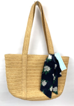 Draper James Everyday Straw Bag Tote Purse with Scarf Bow - $25.00