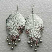 SILVER LEAF DANGLE EARRINGS - $7.00