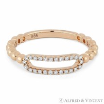 0.13 ct Round Cut Diamond Open Oblong Pave Band Right-Hand Ring in 14k Rose Gold - £490.13 GBP