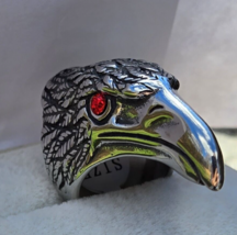 Red-Eyed Condor Biker&#39;s Ring in Surgical Stainless Steel, 27.4 Grams, Size 9 - $19.95