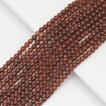 Natural Brown Garnet Round Smooth Gemstone Beads Strand for Jewelry Making 4mm - $6.00