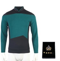 Trek tng cosplay costume blue shirt starfleet operations uniforms badge set wickydeez 7 thumb200