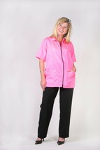 Hair Salon Stylist Groomer Nylon Hot Pink Jacket Smock Personalized Size Xl X-LG - £29.56 GBP