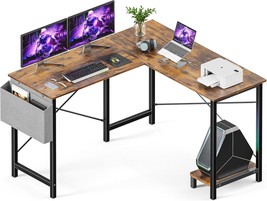 L-Shaped Gaming Desk 50&quot; Reversible Corner Desk, Rustic - £84.37 GBP