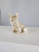 Vintage Porcelain Blonde Dog French Bulldog Frenchie Miniature Figurine Japan - $13.85