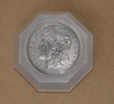1921 Morgan Silver Dollar Octagon Shaped Lucite Paperweight - $39.59
