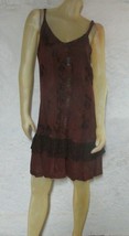 BOHO HIPPIE Maroon Mini Dress Bathing Suit Cover Sz L 100% Rayon - $23.97