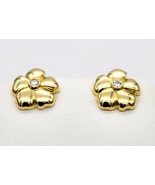Gold Flower Earrings with Diamonds, Handcrafted in 18k Yellow Gold, Made... - £761.22 GBP