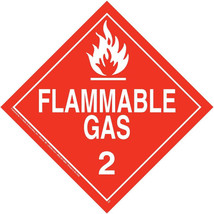 Flammable Gas Placard, Worded, Removable Vinyl, Pack of 25 - £18.98 GBP