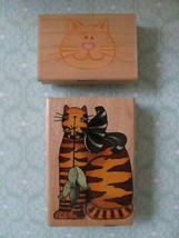 Cat Wood Mounted Rubber Stamps Wood Mounted Alma Lynn Stampabilities Tabby Fish - £7.10 GBP