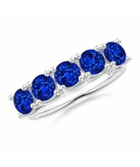 ANGARA Half Eternity Five Stone Blue Sapphire Wedding Band in 14K Solid ... - £2,227.52 GBP