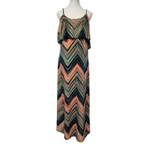 Maurices Chevron Maxi Dress Size M Orange Blue Sleeveless Beach Resortwe... - $24.70