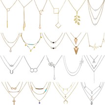 20 PCS Pendant Necklace with 14 PCS Gold 6 PCS Sliver 20 styles of necklaces for - £25.85 GBP