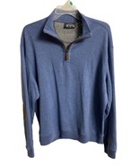 Cremieux Pullover Sweater Mens Blue Size XL Quarter Zip Suede Elbow Patches - £13.83 GBP