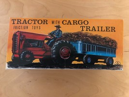 Tractor With Cargo Trailer S-1214, Japan Vintage Toy 1960&#39;s Tin Friction - £114.32 GBP