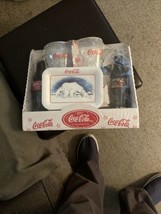 Coca-Cola Collectible gift 1997, 2 Full Cokes with Glasses &amp; Bear Tray #... - £11.24 GBP