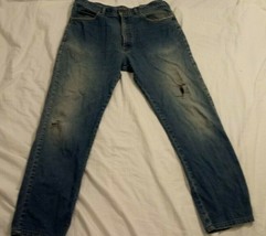 MENS LL BEAN BLUE JEANS FADED DARK TO LIGHT WASHED TAGGED 35X34 MEASURES... - $21.59