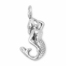 Oxidized 3D Mermaid Bracelet Charm Women&#39;s Graduated Jewelry 14K White Gold Over - £34.15 GBP