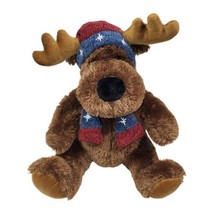 Golden Bear Co Plush Brown Reindeer Moose Winter Hat Scarf Stuffed Anima... - £10.99 GBP