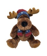 Golden Bear Co Plush Brown Reindeer Moose Winter Hat Scarf Stuffed Anima... - £11.01 GBP