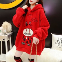 New Arrival Lamb  Women Winter Hoodie Casual Embroidery Lucky Cute Little  Lady  - £63.52 GBP