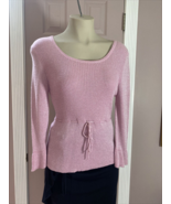 Pink Metallic Sweater X-2 Women’s Medium Drawstring Waist Scoop Neck Sof... - £12.53 GBP