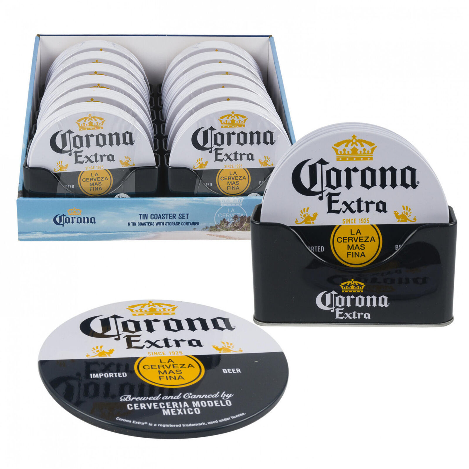Primary image for Corona Extra Coaster 6-Piece Set w/ Holder Multi-Color