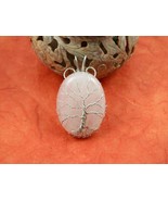 Rose Quartz silver-plated wire Tree of Life pendant, Yggdrasil, World Tr... - £37.13 GBP