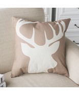 Burlap Reindeer Print Pillow Cover - £9.42 GBP