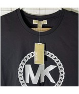 Womens Michael Kors T-shirt Black MK Logo With Chain Size Xsmall - $42.67