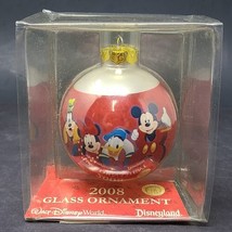 2008 Glass Ball Ornament Disney Disneyland Goofy Donald Mickey Minnie Christmas - £26.37 GBP
