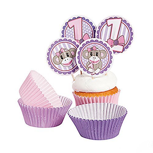 Miss Sock Monkey Baking Cups w/ Picks 50 Baking Cups &amp; 50 Picks - $2.93