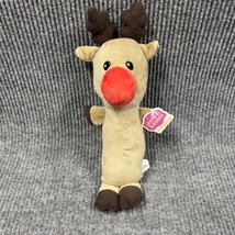 Leaps &amp; Bounds Red Nose Reindeer 14” Squeaky Dog Toy Embroidered Eyes Ch... - £8.77 GBP