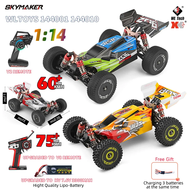 WLtoys 144001 144010 Brushless 1:14 2.4G RC Car 4WD Electric High Speed Off-Road - £120.85 GBP+