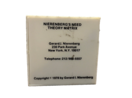 Gerard Nierenberg Needs Theory Matrix Approaches Cube Paperweight 1978 V... - $26.98