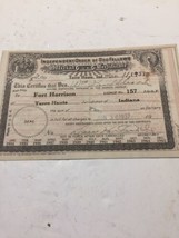Odd Fellows 1937 Dues Certificate IOOF FORT HARRISON  Terre -  Fraternal... - £14.30 GBP