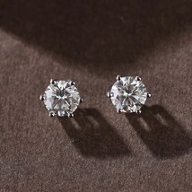 Certified GRA 1.00CT D/VVS1 Moissanite 14k Gold Over 925 Solitaire Stud Earrings - $33.03